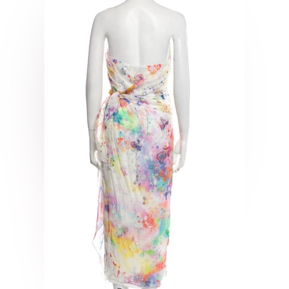 Ralph Lauren Collection Purple Label Midi Dress Silk Embroidered Floral Cocktail - Picture 9 of 9